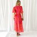 Summer Bohemian Long Dress Women's V Neck Printed Puff Sleeve Waist Defining Beach Dress European And American Style 2025_ecoleips.com