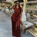 Women's High-Waisted Lounge Set – Sleeveless Cami Top & Wide-Leg Pants (Wine Red, Blush Pink, White, Black, Brown, Rose Gold)_ecoleips.com