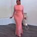 Elegant Mermaid Tail Dress for Women Slim Fit Long Sleeve round Neck Bodycon Fashion Summer Staple_ecoleips.com