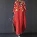 Independent Brand Printed Women's Clothing, European And American Three-quarter Sleeve Midi Dress, Floral Bohemian_ecoleips.com