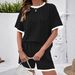 Women's Summer Pajama Set Striped Fashion Color Block Short Sleeved Homewear_ecoleips.com