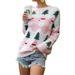 Christmas-Themed Women's Knit Sweater Cozy Oversized Pullover Round Neck Long Sleeve Casual Winter Top_ecoleips.com