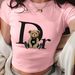 Women's Clothing BEAR Women's "D" Graphic T-Shirt Long Sleeve Crew Neck Short Sleeve Fashion Streetwear Casual Cotton Top_ecoleips.com