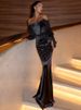 Mozision Off-shoulder Long Sleeve Sexy Maxi Dress Women Gown Black Strapless Backless Bodycon Ruched Club Party Long Dresses_ecoleips.com