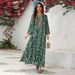 Elegant Green Embroidered Jalabiya Dress For Women – Traditional Middle Eastern Abaya With Long Sleeves, Perfect For Home & Social Gatherings_ecoleips.com