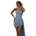 2024 New Arrival Pearl Embellished Ruched Slim Fishtail Dress Pure Desire Style Sexy Elegant Bodycon Party Evening Dress_ecoleips.com