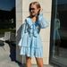 Cross-border V-neck For Women, 2024 Autumn New Style, Bell-sleeve Dress, European And American Style Short Chiffon Dress_ecoleips.com