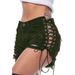 Distressed High-Waisted Ripped Denim Shorts For Women – Edgy Gothic Punk Style With Eyelet & Bandage Details (Black/White/Red/Blue/Army Green, S-XXL)_ecoleips.com