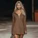 Oversized Hooded Sweatshirt For Women – Longline Hem With Ruffle Detail (Unisex Fit, Coffee Brown, XS-XL)_ecoleips.com