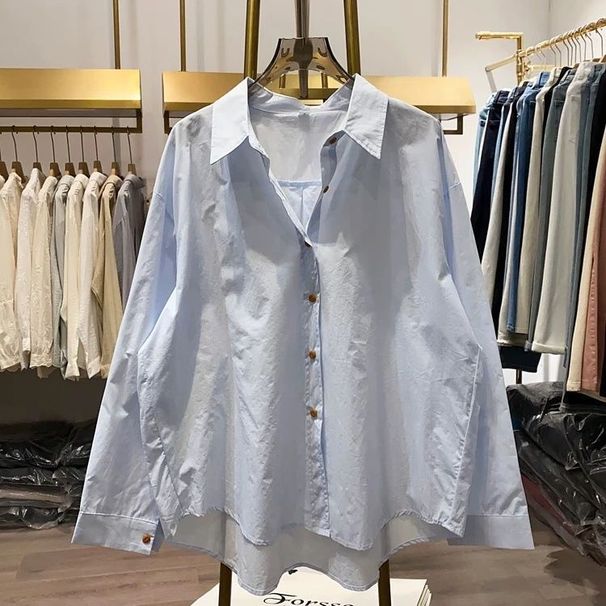 Women's Clothing Spring And Summer New Design Solid Color Shirt Chic Single Breasted Tops For Women_ecoleips.com