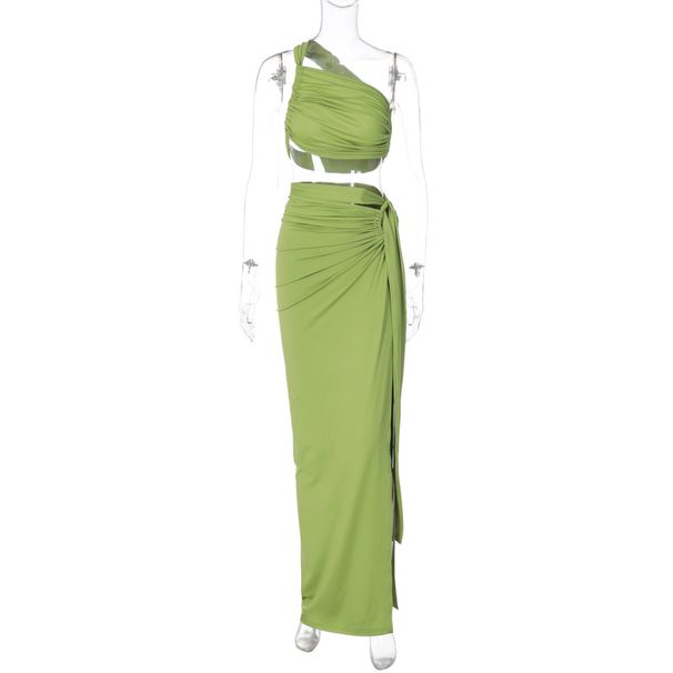 Women's Clothing 2024 Autumn New Arrivals: Sexy Backless Tube Top And Slim Fit Slit Skirt Set Wholesale_ecoleips.com