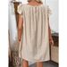 Round Neck Dress, European And American Solid Color Mid Skirt, Summer Ruffle Edge Solid Color Round Neck Loose Mid Skirt For Women_ecoleips.com