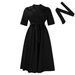 Elegant Tie-Waist Sleeveless Blazer Dress For Women - Plus Size A-Line Midi Dress With Notch Lapel, Summer Office & Casual Wear_ecoleips.com