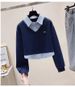 Polo-Collar Cropped Hoodie & Stretch Jeans Set – Japanese Streetwear Style Two-Piece Outfit (S-2XL, High Waist Fake Layered Look, Unisex Casual)_ecoleips.com