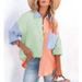 Women's Clothing Women's Clothing Summer New Internet Celebrity Style Contrast Color Stitching Drop Shoulder Long Sleeve Shirt Female_ecoleips.com