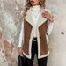 Women's Sleeveless Long Vest With Faux Shearling Trim, Oversized Open Front Cardigan, Boho Chic Layering Piece For Fall & Winter_ecoleips.com