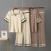 New Summer Polo Collar Short Sleeves Fashionable Casual Loose Versatile Slim High Waist Knitted Suit For Women_ecoleips.com