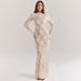 Women's Clothing Elegant Square Neck Fishtail Lace Dress – Halter Sleeves & Pleated Bustier For A Flattering Fit_ecoleips.com
