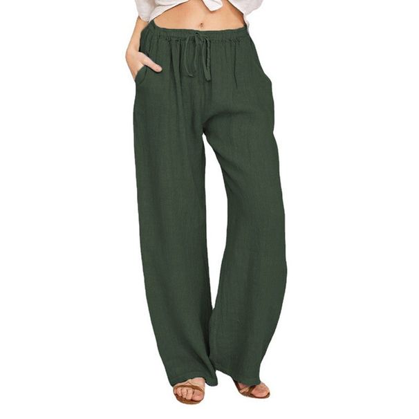 Women's Trendy Loose Casual Pants With Pockets Wide Leg Versatile Long Trousers Drawstring_ecoleips.com
