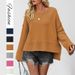 Women's Street Style Knit Sweater - Oversized Round Neck Bell Sleeve Pullover, Soft Acrylic Blend, Trendy Loose Fit For Fall/Winter_ecoleips.com