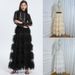 Handmade Crystal-Embellished Mesh Gown With Detachable Belt – Elegant Palace-Style Evening Dress (M-3XL, Black/Apricot/White)_ecoleips.com