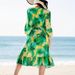 "Sexy V-Neck Long Sleeve Sun Cover-Up – Flattering Beach Dress, Tummy Control & Stylish Swimwear Cover"_ecoleips.com