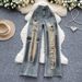 Women's Vintage Distressed Cross Patchwork Wide Leg Jeans, High Waist Ripped Frayed Denim Pants, Casual Streetwear Loose Trousers For Daily Outings &_ecoleips.com