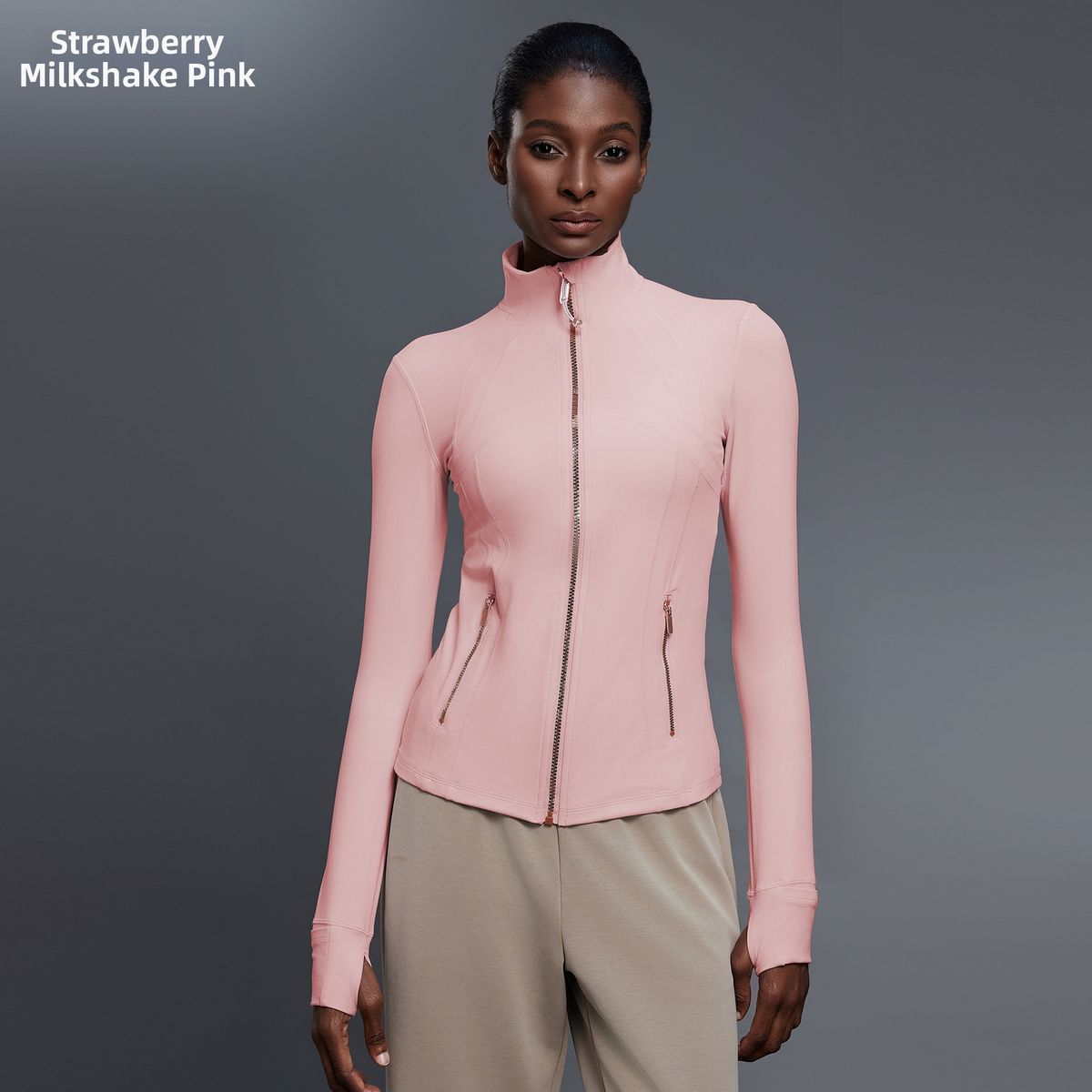 Women's Clothing Slim Fit Fitness Jacket Autumn Yoga Top Stand Collar Zipper Running Sportswear D25151_ecoleips.com