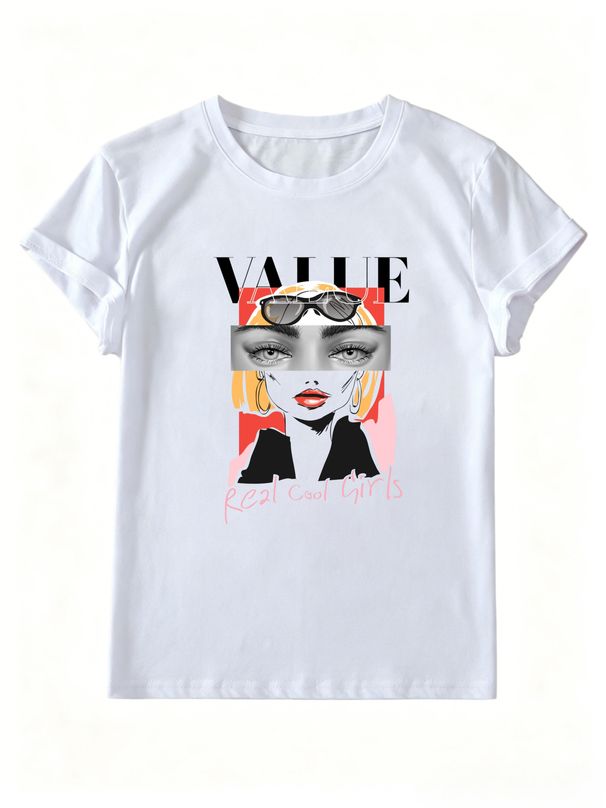 Women Value Real Cool Girls Fashion Blonde Lady Graphic T-Shirt Abstract Beauty Print Crew Neck Short Sleeve Casual Streetwear Tee_ecoleips.com