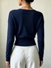 Women Cross Wrap V Neck Ribbed Knit Top Loose Long Sleeve Lightweight Hollow Texture Breathable Skin-friendly Cropped Knit Blouse_ecoleips.com