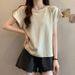 Women's Clothing Fat Mm Summer Design Niche Beaded Bubble Sleeve Top Versatile Slim Short Sleeved T Shirt Bottoming Shirt_ecoleips.com