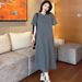 plus Size Cotton Sleep Dress Women Summer Short Sleeve Thin Elastic Loose Long Dress Comfortable Plus Size Clothes For Heavy ..._ecoleips.com