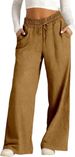 Women's Summer Casual Belted Beach Vacation Pants Loose Fitting with Pockets European American Style Fashion Polyester_ecoleips.com