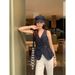 Aisili 2025 Summer Quality V-Neck Niche Design, Side Leather Buckle Waist Cinching Slimming Top For Women A1028_ecoleips.com