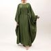 Women's Middle Eastern Style Acetate Satin Batwing Sleeve Robe With Metal Buckle Cinched Waist Abaya For Celebration Wear 2025_ecoleips.com