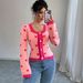 European American Cross-border Autumn And Winter Women's New Loose-fitting Cute Heart-patterned Knitted Cardigan_ecoleips.com
