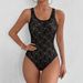 2026 Women's Sheer Lace Hollow out Cross-Border Sexy Bodysuit Fashionable High-Quality Jumpsuit Romper for Europe And America_ecoleips.com