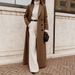 Elegant A-Line Long Wool Blend Coat, Women's 3D Pattern Trench Coat For Fall Winter, V-Neck Zipper Closure Casual Outerwear_ecoleips.com