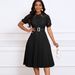 D499 European And American Women's Fashion 2024 New Short Sleeve Lace Trim Pleated African Dress Cross-Border Gown_ecoleips.com