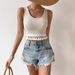Women's Clothing Slim Fit Versatile Hem Splicing Tassel Design Vest Top_ecoleips.com
