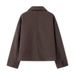 Women’s Short Wool Blend Jacket – French-Inspired 3D Print Coat, V-Neck Long Sleeve Outerwear, Streetwear & Casual Fall Fashion (S-L)_ecoleips.com