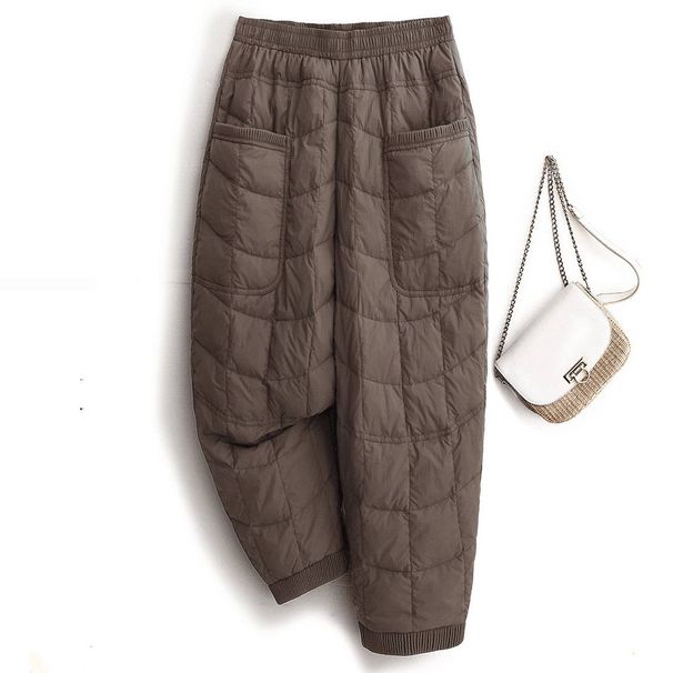 Women's Clothing Autumn/Winter New Plus Size Fashionable Loose Elastic Waist Down Cotton Casual Slim Pants Thickened Warm Down Pants Trendy_ecoleips.com
