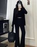 Black Flared Dress Pants For Women – High-Waisted Office Trousers With Horsehoof Hem (S-XXL, Split/No-Split/Fleece Options)_ecoleips.com