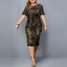 Women's Plus Size Sequin Dress Short Sleeve Personalized Extra Large Size_ecoleips.com
