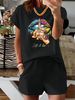Women’s 2 Piece Outfit Set – Oversized Graphic T-Shirt And Biker Shorts Matching Set, Casual Summer Lounge Tracksuit For Daily Wear-364_ecoleips.com