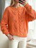 Women Lightweight Breathable Thin Hollow Cable Knit Sweater, Boat Neck Drop Shoulder Long Sleeve Openwork Loose Casual Daily Knitted Top_ecoleips.com