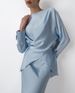 Women's New Elegant Temperament Satin Long-sleeved Tie Top Slim Skirt Two-piece Suit_ecoleips.com