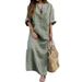 Popular New Cotton And Linen Dyed Striped Loose Dress_ecoleips.com