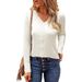 Aria Basics Aria Basics European American Foreign Rade Auumn And Winer New Women's Lace Rim Long-sleeve V-neck Loose Kni_ecoleips.com