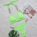 Verve 2025 Bikini Solid Color Women's Two-Piece Tie Swimsuit Sexy Metal Chain Accessories Swimwear_ecoleips.com